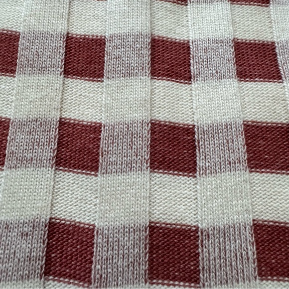 NWT LOFT Gingham Crewneck Pullover Long Sleeve Sweater Beige Rust - Size M - Picture 6 of 12